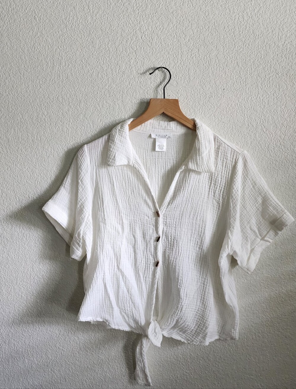 Kirious Los Angeles White Cropped Front Tie Large Top